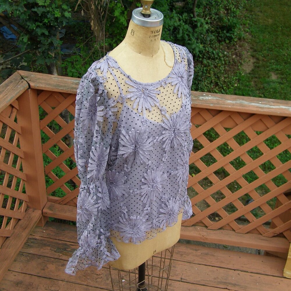 NWT sz XL 10-12 Polka Dot Floral blouse - Picture 6 of 13